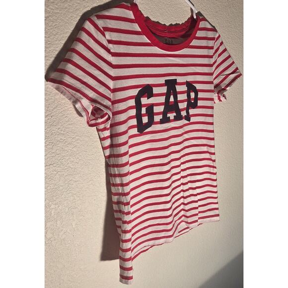 Gap Women's Small White and Red Striped T-Shirt - Picture 3 of 5